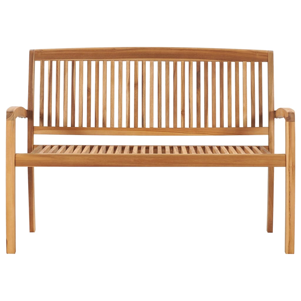 Panchina da Giardino Impilabile e Cuscino 128,5cm Teak Massello 3063281