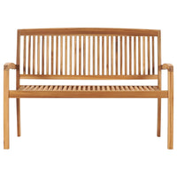 Panchina da Giardino Impilabile e Cuscino 128,5cm Teak Massello 3063281