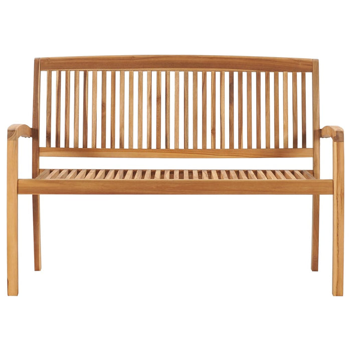 Panchina da Giardino Impilabile e Cuscino 128,5cm Teak Massello 3063297