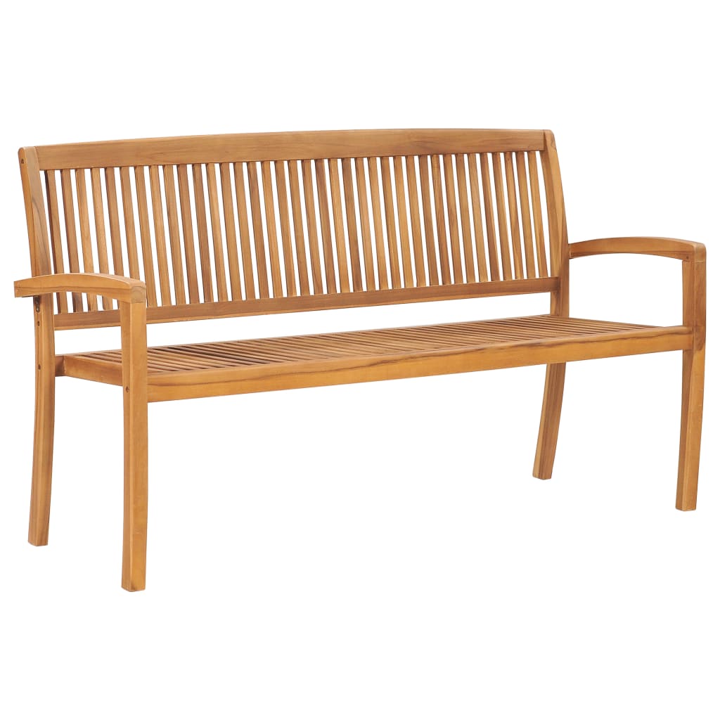 Panchina da Giardino Impilabile con Cuscino 159cm Teak Massello 3063306