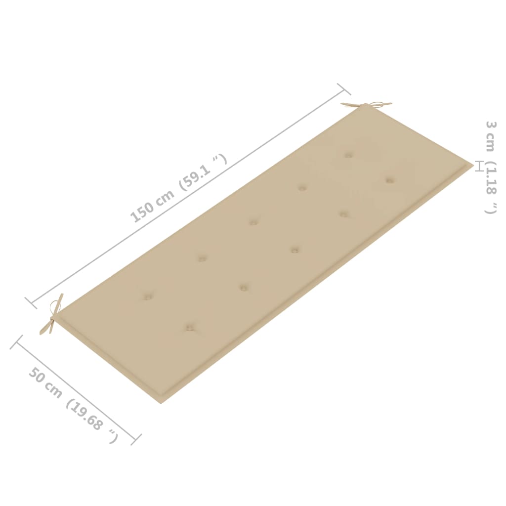 Panchina da Giardino Impilabile con Cuscino 159cm Teak Massello 3063309