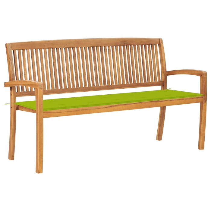 Panchina da Giardino Impilabile e Cuscino 159cm Teak Massello cod mxl 45620