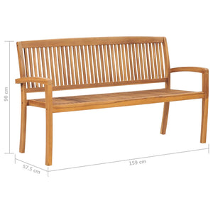 Panchina da Giardino Impilabile e Cuscino 159cm Teak Massello cod mxl 45620