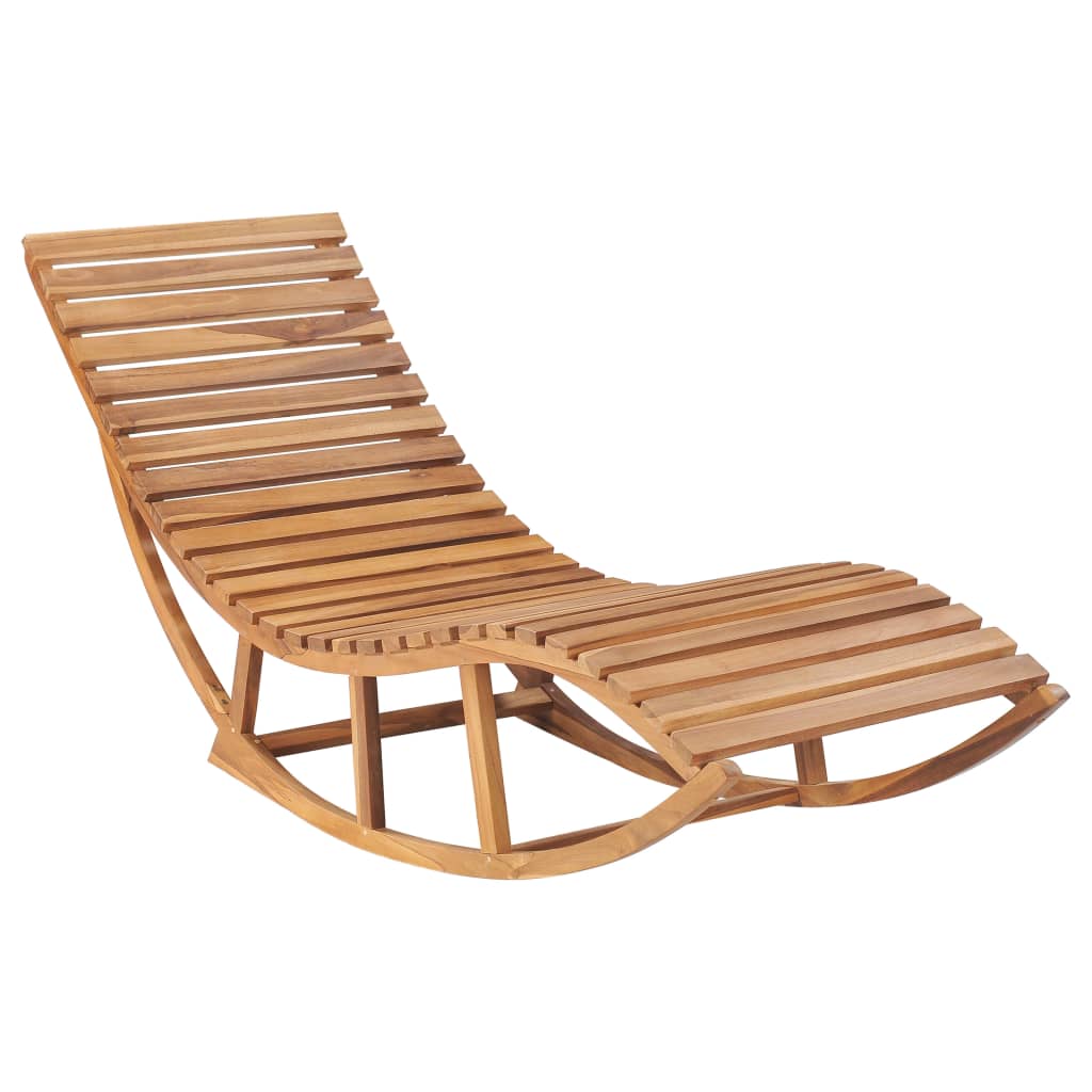 Lettino Prendisole a Dondolo con Cuscino in Massello di Teak cod mxl 75968