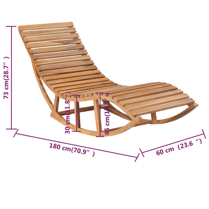 Lettino Prendisole a Dondolo con Cuscino in Massello di Teak cod mxl 75968