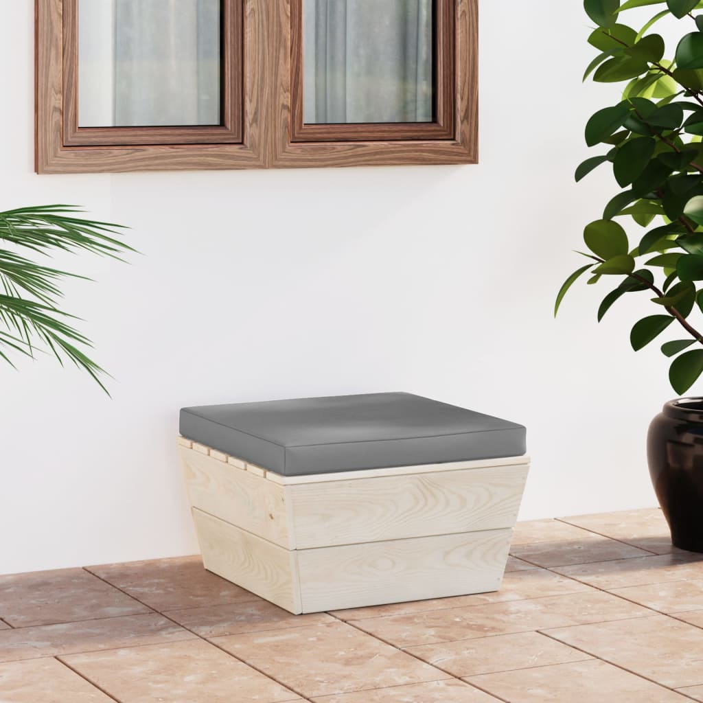 Ottomana da Giardino su Pallet con Cuscino in Legno di Abete 3063373