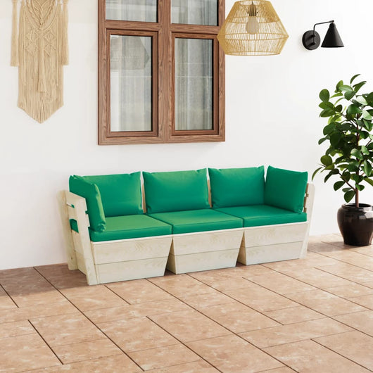 Divano da Giardino a 3 Posti su Pallet con Cuscini Legno Abete cod mxl 42335