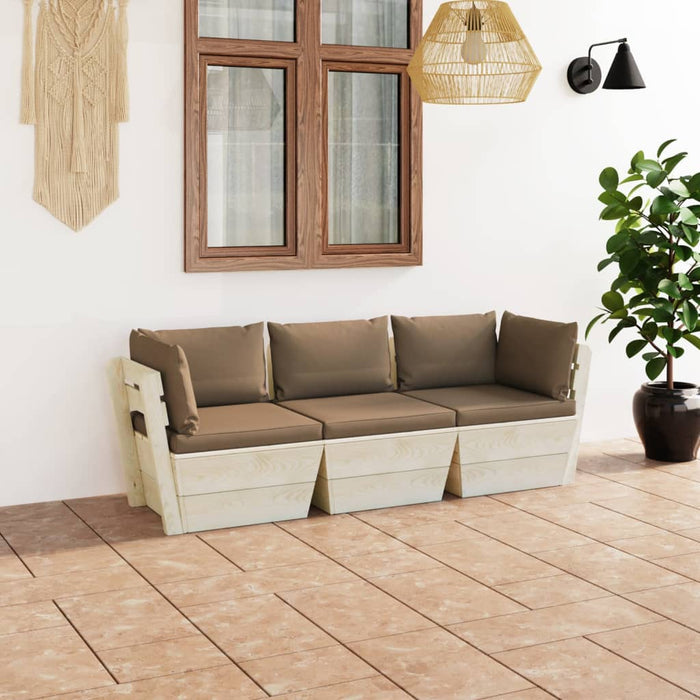 Divano da Giardino a 3 Posti su Pallet con Cuscini Legno Abete cod mxl 43563