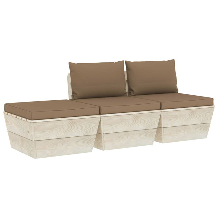 Set Divani da Giardino su Pallet 3 pz con Cuscini Legno Abete 3063416