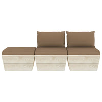 Set Divani da Giardino su Pallet 3 pz con Cuscini Legno Abete 3063416