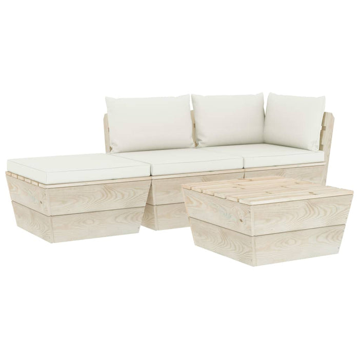 Set Divani da Giardino su Pallet 4 pz con Cuscini Legno Abete 3063434