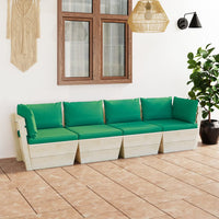 Divano da Giardino a 4 Posti su Pallet con Cuscini Legno Abete cod mxl 42348