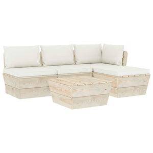 Set Divani da Giardino su Pallet 5 pz con Cuscini Legno Abete cod mxl 52367