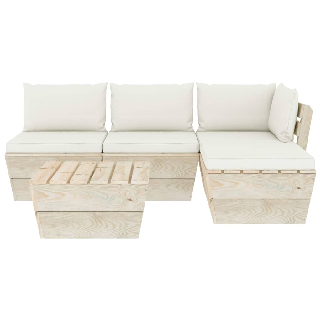 Set Divani da Giardino su Pallet 5 pz con Cuscini Legno Abete cod mxl 52367