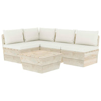 Set Divani da Giardino su Pallet 5 pz con Cuscini Legno Abete cod mxl 52370