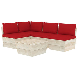 Set Divani da Giardino su Pallet 5 pz con Cuscini Legno Abete cod mxl 52165