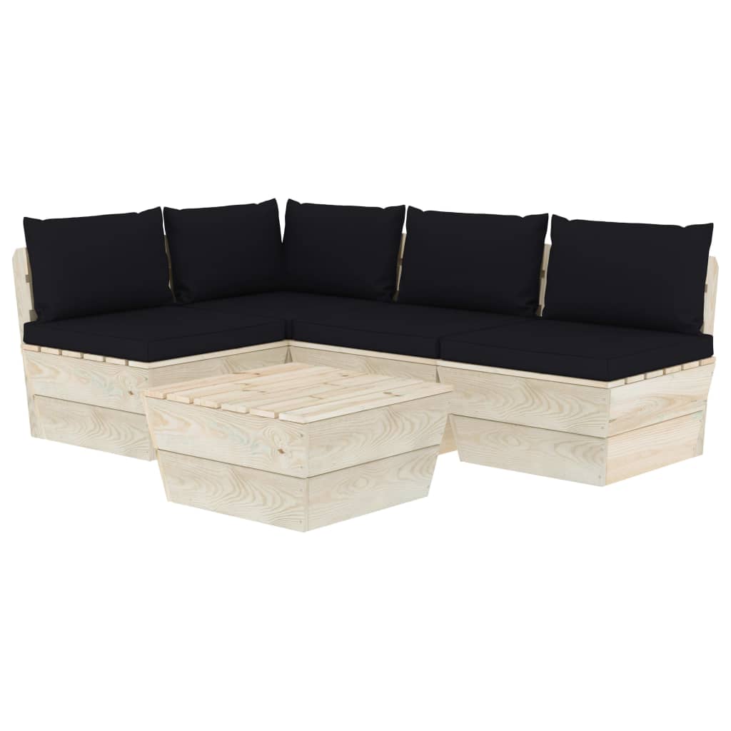 Set Divani da Giardino su Pallet 5 pz con Cuscini Legno Abete cod mxl 40397