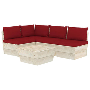 Set Divani da Giardino su Pallet 5 pz con Cuscini Legno Abete cod mxl 44982