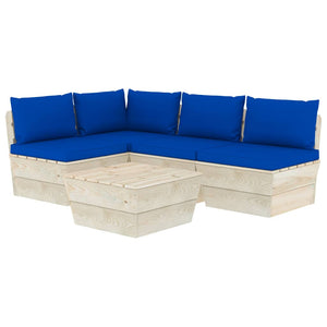 Set Divani da Giardino su Pallet 5 pz con Cuscini Legno Abete cod mxl 39886