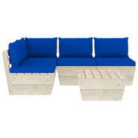 Set Divani da Giardino su Pallet 5 pz con Cuscini Legno Abete cod mxl 39886