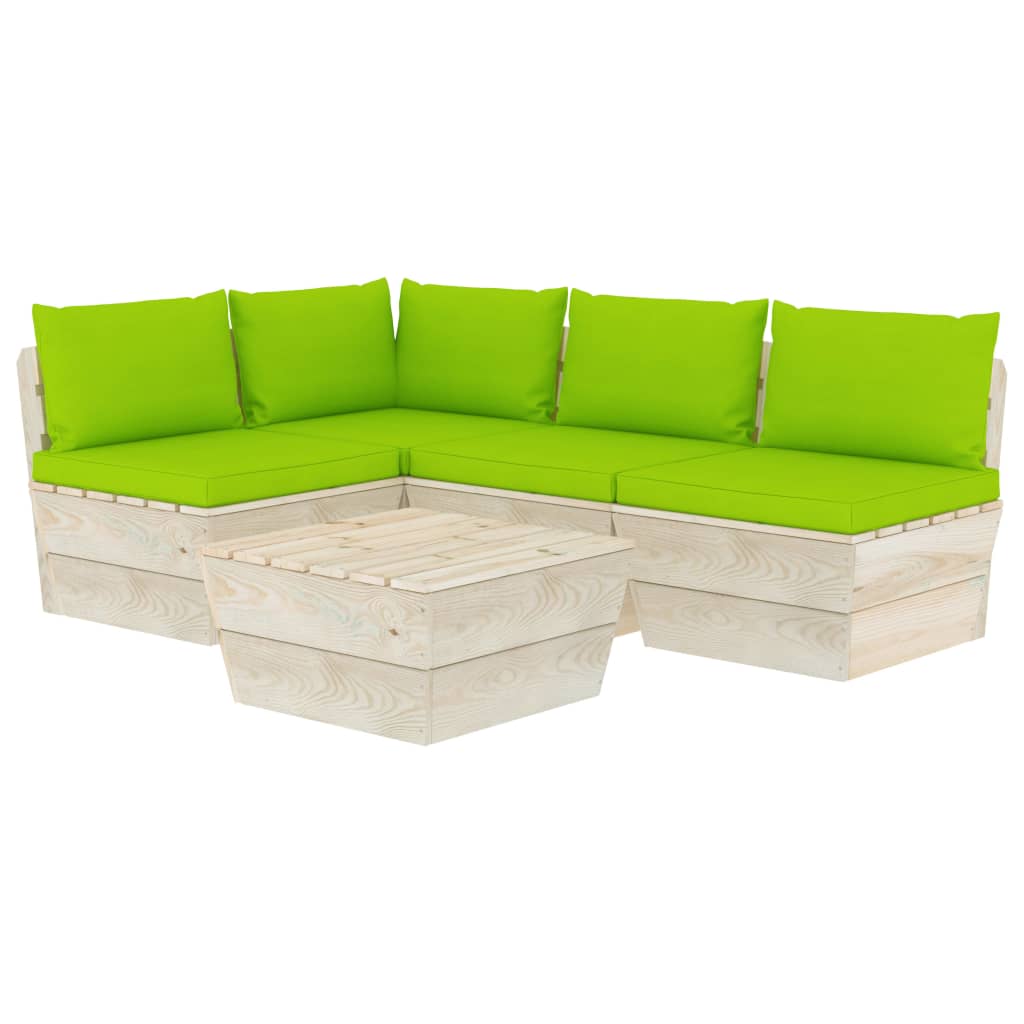 Set Divani da Giardino su Pallet 5 pz con Cuscini Legno Abete cod mxl 44101