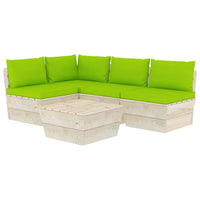 Set Divani da Giardino su Pallet 5 pz con Cuscini Legno Abete 3063491