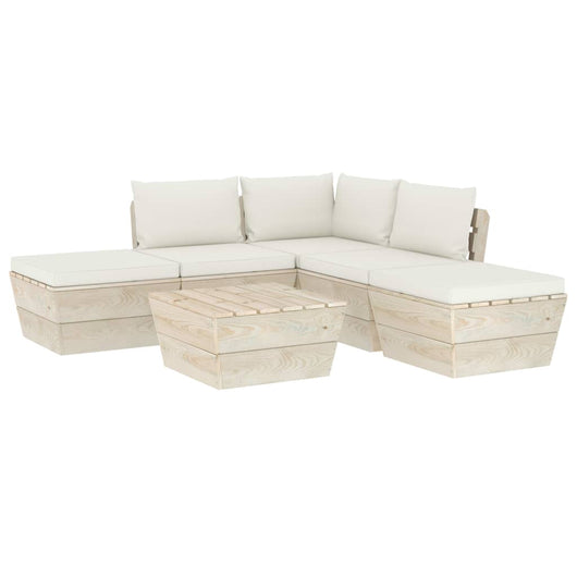 Set Divani da Giardino su Pallet 6 pz con Cuscini Legno Abete 3063494