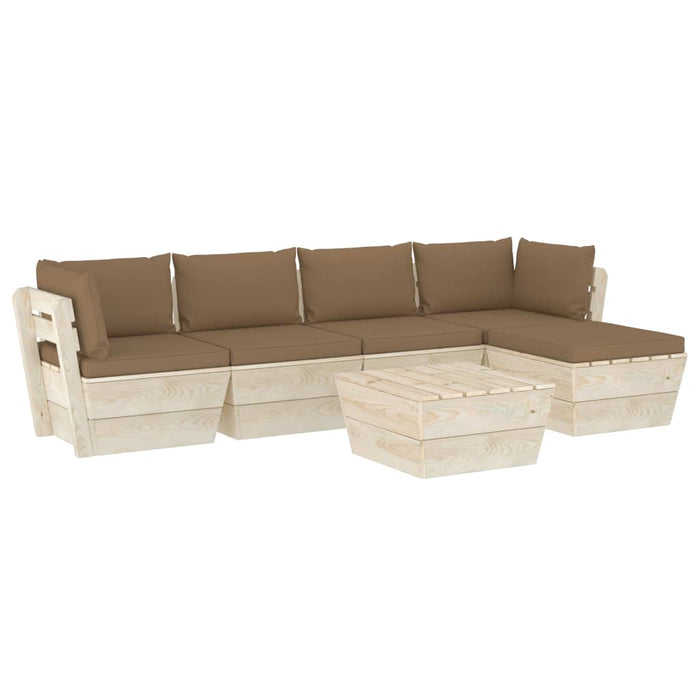 Set Divani da Giardino su Pallet 6 pz con Cuscini Legno Abete 3063512