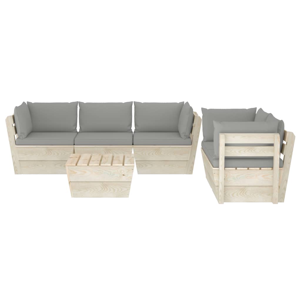 Set Divani da Giardino su Pallet 6 pz con Cuscini Legno Abete cod mxl 41987