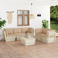 Set Divani da Giardino su Pallet 6 pz con Cuscini Legno Abete 3063519