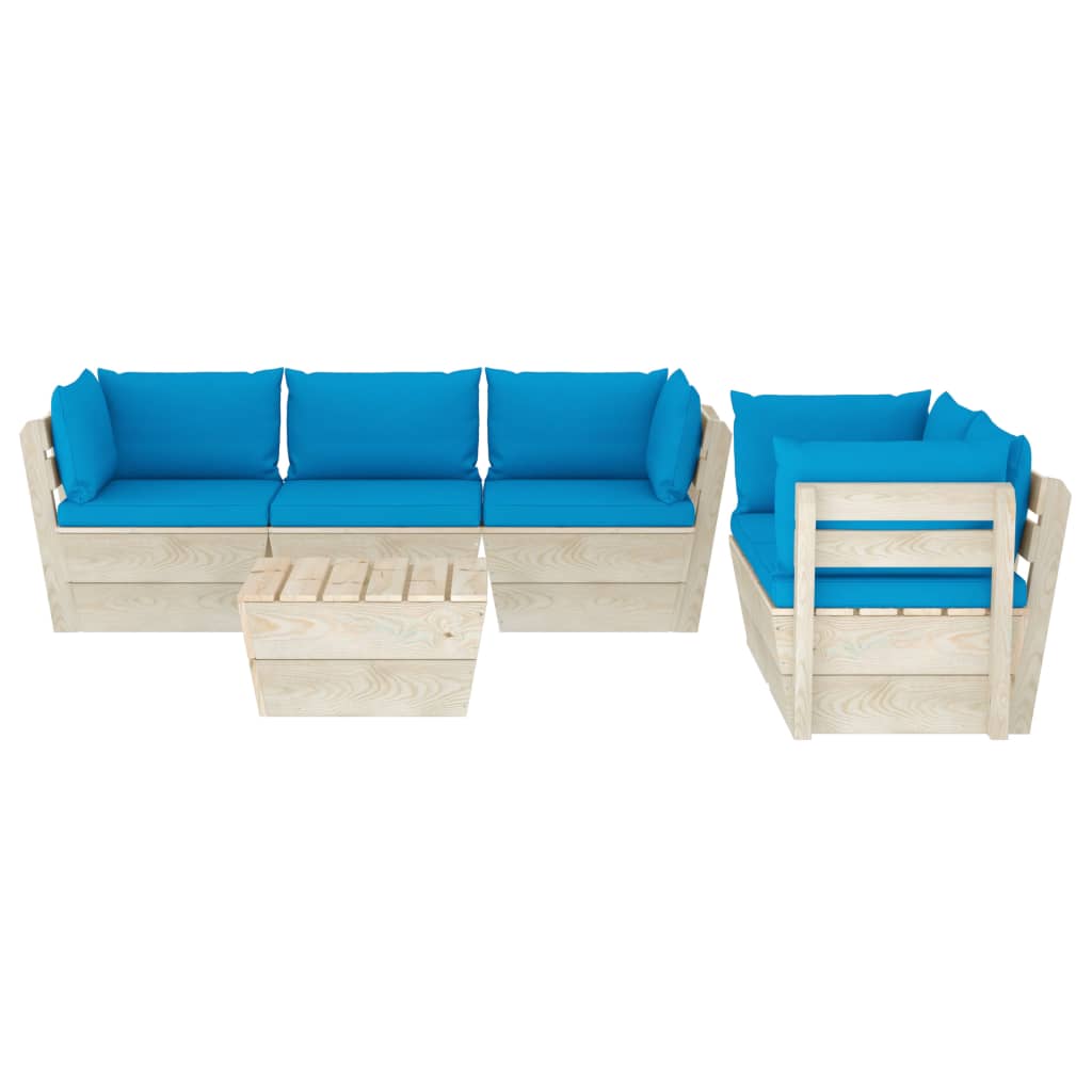 Set Divani da Giardino su Pallet 6 pz con Cuscini Legno Abete cod mxl 39897