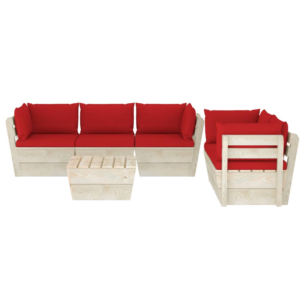 Set Divani da Giardino su Pallet 6 pz con Cuscini Legno Abete cod mxl 41136