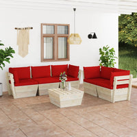 Set Divani da Giardino su Pallet 6 pz con Cuscini Legno Abete cod mxl 41136