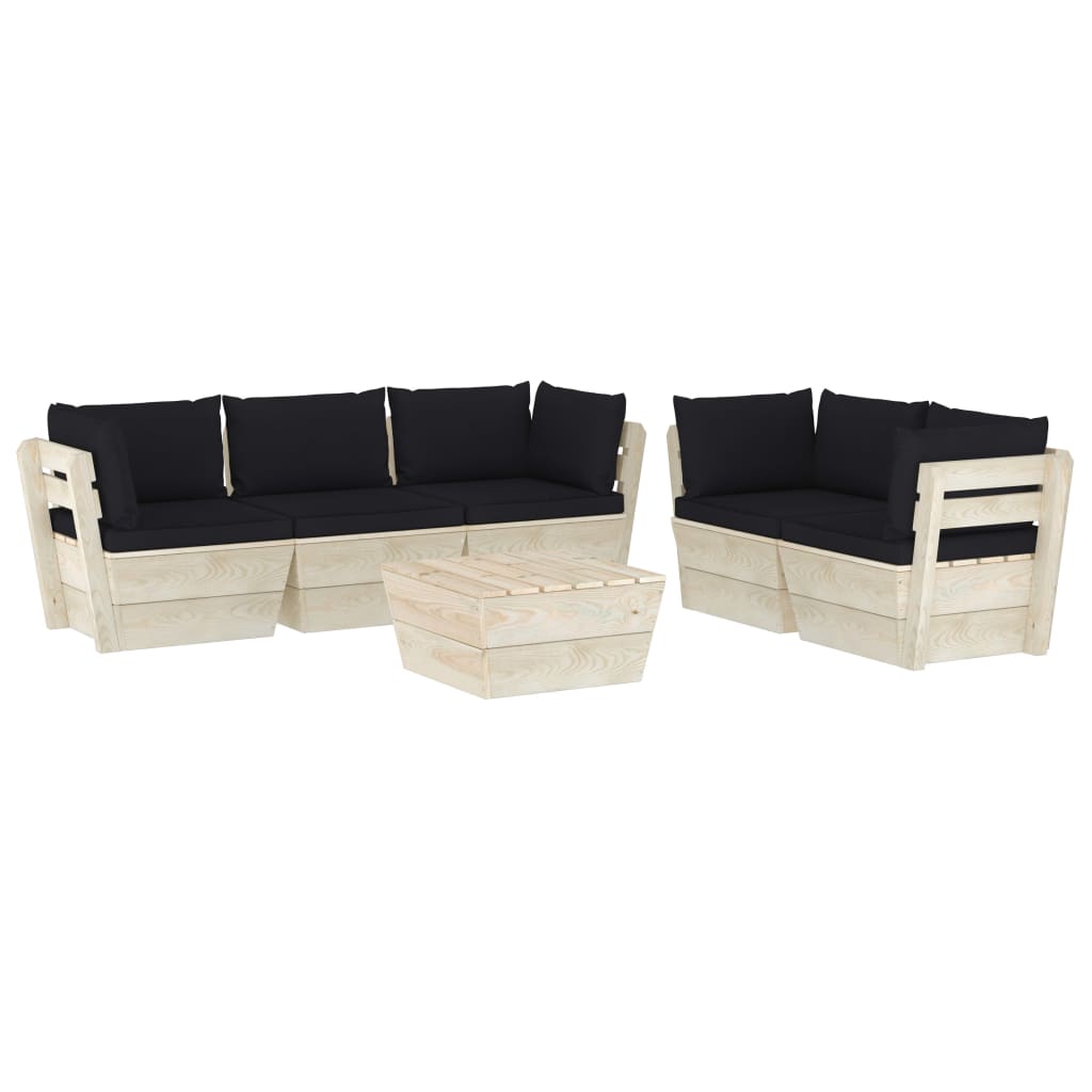 Set Divani da Giardino su Pallet 6 pz con Cuscini Legno Abete cod mxl 41083