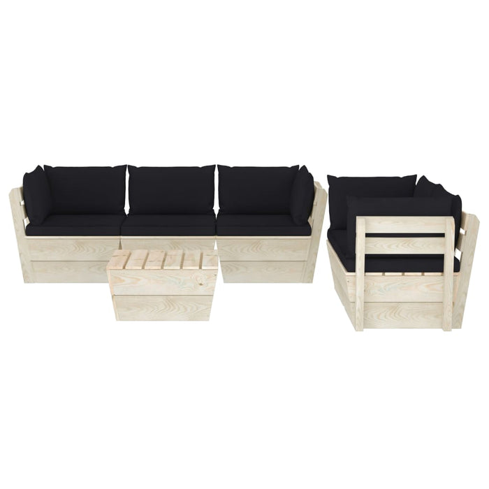 Set Divani da Giardino su Pallet 6 pz con Cuscini Legno Abete cod mxl 41083