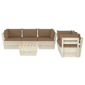 Set Divani da Giardino su Pallet 6 pz con Cuscini Legno Abete cod mxl 35944