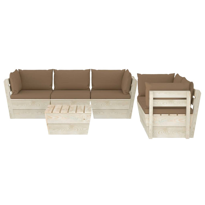 Set Divani da Giardino su Pallet 6 pz con Cuscini Legno Abete cod mxl 35944