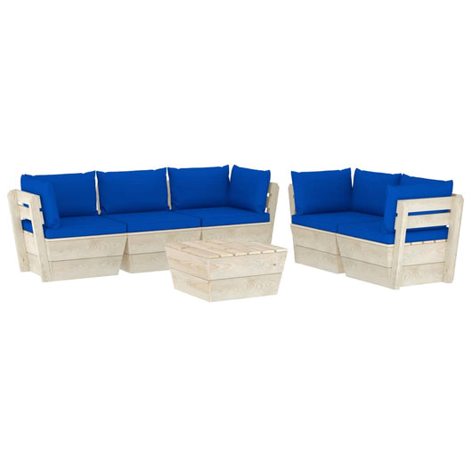 Set Divani da Giardino su Pallet 6 pz con Cuscini Legno Abete cod mxl 39892