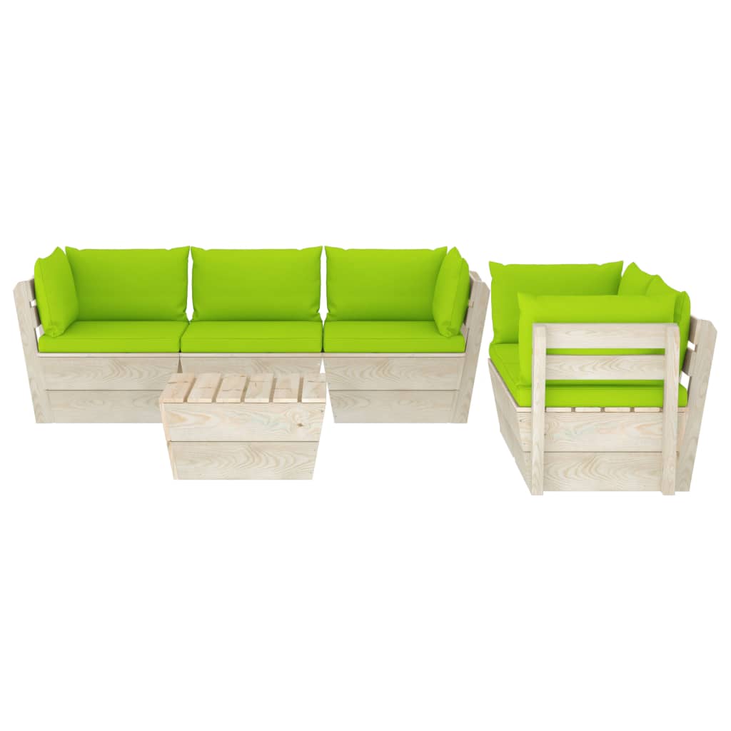 Set Divani da Giardino su Pallet 6 pz con Cuscini Legno Abete cod mxl 39893