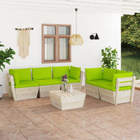 Set Divani da Giardino su Pallet 6 pz con Cuscini Legno Abete cod mxl 39893