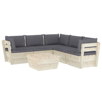 Set Divani da Giardino su Pallet 6 pz con Cuscini Legno Abete 3063528