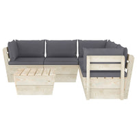 Set Divani da Giardino su Pallet 6 pz con Cuscini Legno Abete 3063528