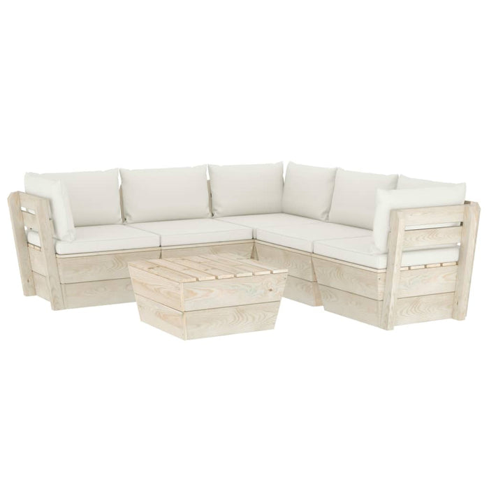 Set Divani da Giardino su Pallet 6 pz con Cuscini Legno Abete 3063530