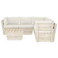 Set Divani da Giardino su Pallet 6 pz con Cuscini Legno Abete 3063530