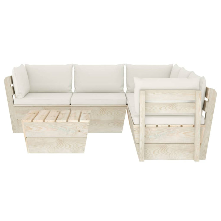 Set Divani da Giardino su Pallet 6 pz con Cuscini Legno Abete 3063530