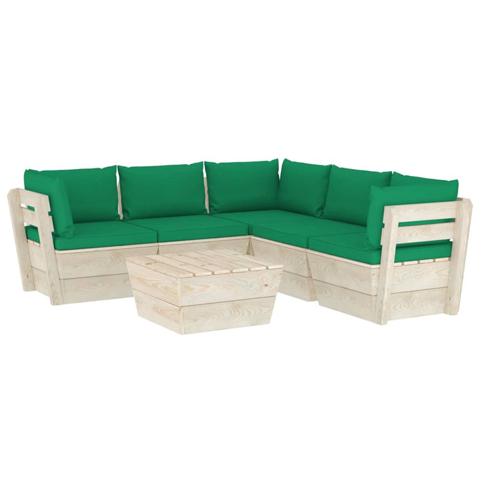 Set Divani da Giardino su Pallet 6 pz con Cuscini Legno Abete cod mxl 42310