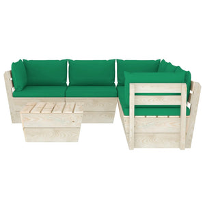 Set Divani da Giardino su Pallet 6 pz con Cuscini Legno Abete cod mxl 42310