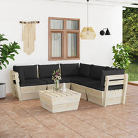 Set Divani da Giardino su Pallet 6 pz con Cuscini Legno Abete cod mxl 41084