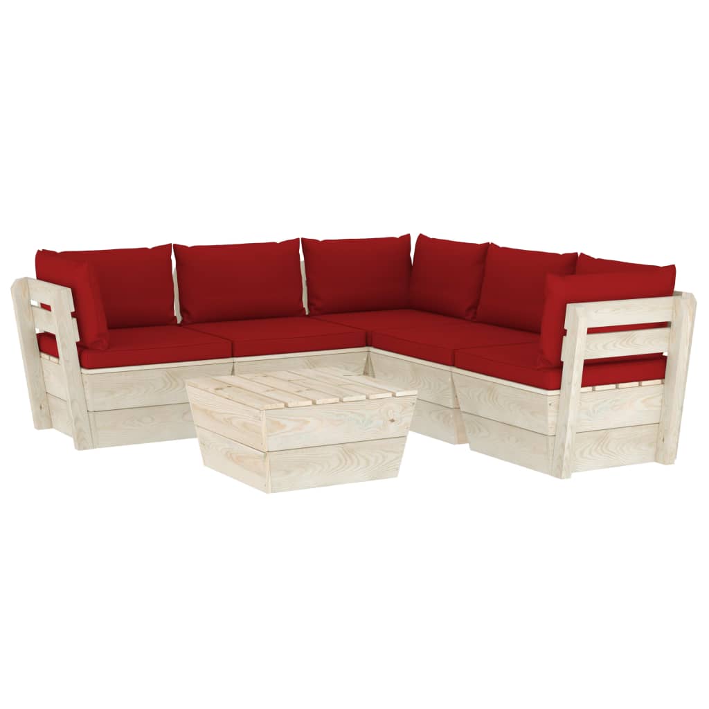 Set Divani da Giardino su Pallet 6 pz con Cuscini Legno Abete 3063537