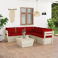 Set Divani da Giardino su Pallet 6 pz con Cuscini Legno Abete 3063537